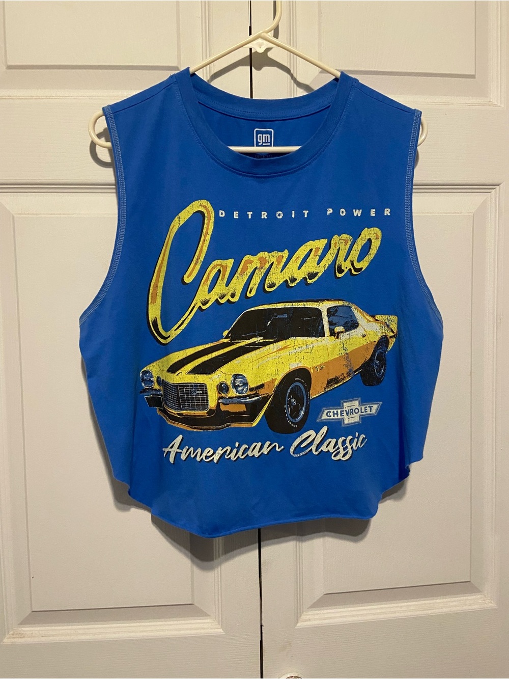 Camaro Blue Crop Tank Top - Women's